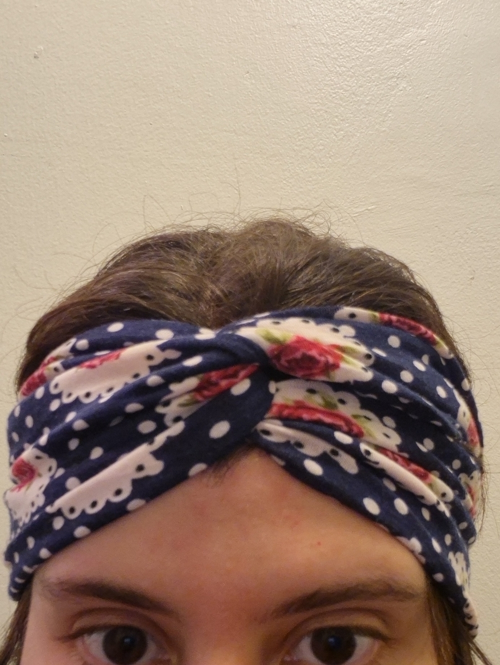 Navy Floral Polka Dot Knotted Headband